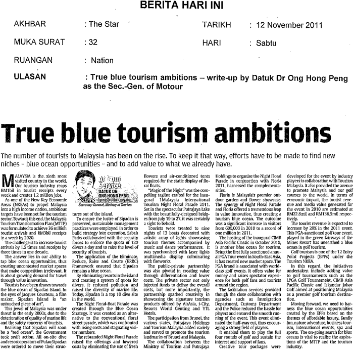 True Blue Tourism Ambitions